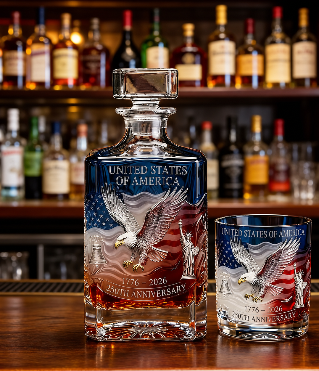 American Eagle 250th Anniversary Whisky Decanter & Glass Set