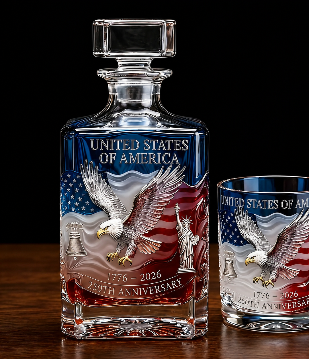 American Eagle 250th Anniversary Whisky Decanter & Glass Set