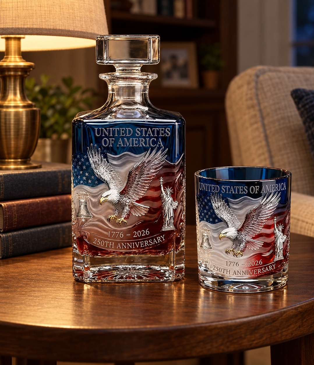 American Eagle 250th Anniversary Whisky Decanter & Glass Set