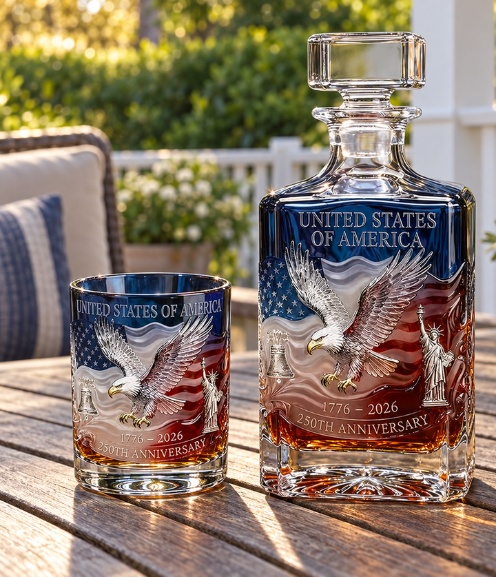 American Eagle 250th Anniversary Whisky Decanter & Glass Set