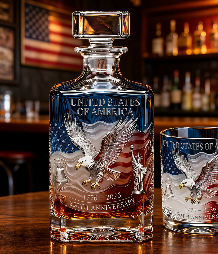 American Eagle 250th Anniversary Whisky Decanter & Glass Set