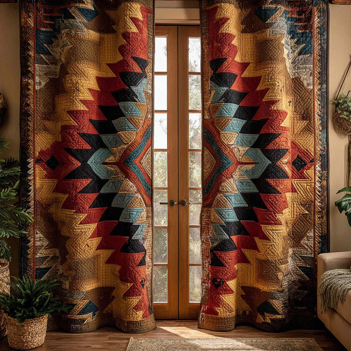 Ancient Tribal Sandstone Quilted Curtains NCU0XD1874
