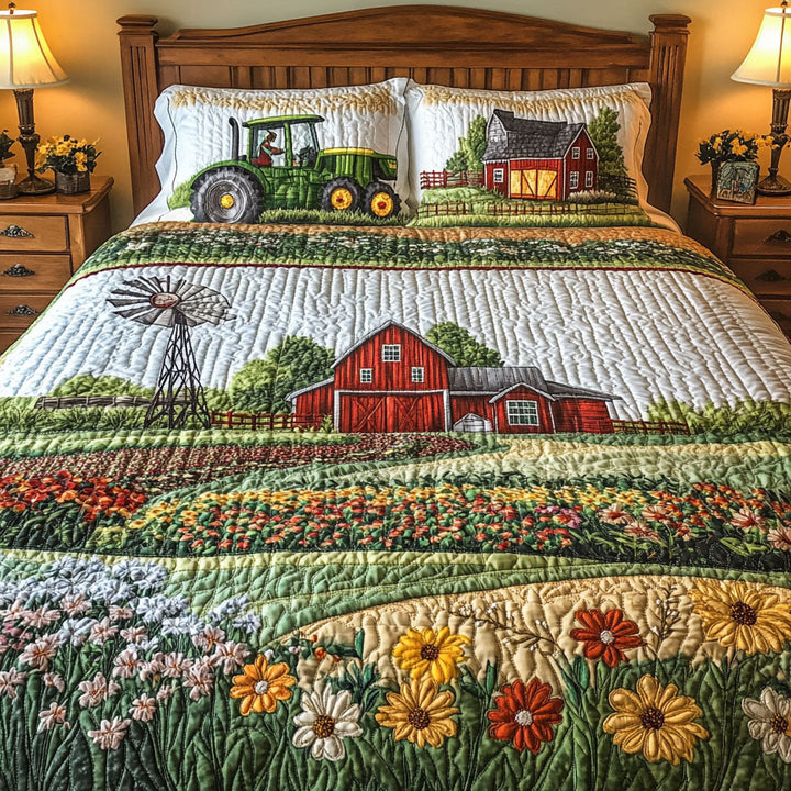 Barnyard Blossom 3-Piece Quilted Bedding Set NCU0PT5649