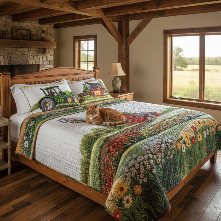 Barnyard Blossom 3-Piece Quilted Bedding Set NCU0PT5649