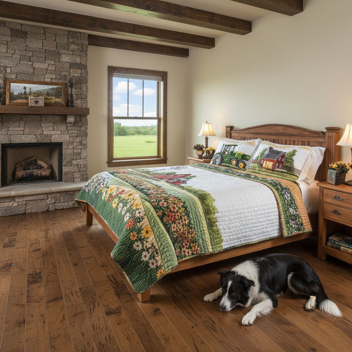 Barnyard Blossom 3-Piece Quilted Bedding Set NCU0PT5649