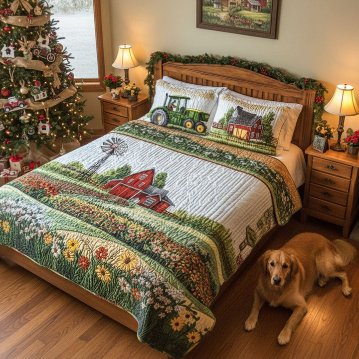 Barnyard Blossom 3-Piece Quilted Bedding Set NCU0PT5649