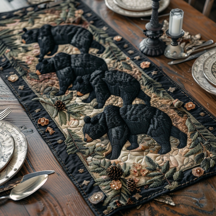Black Bear Quilted Table Runner NCU0VT140