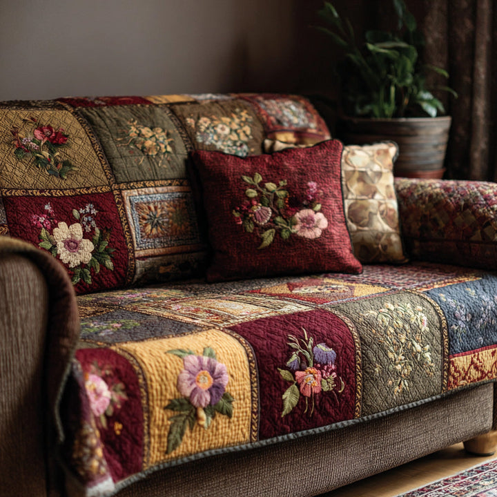 Blossom Cottage Warmth Quilted Sofa Cover NCU0VL2994