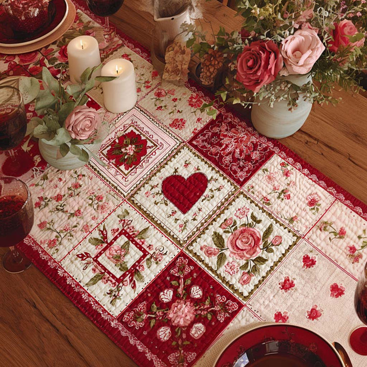 Blush Rose Cottage Heart Quilted Table Runner NCU0XD2216
