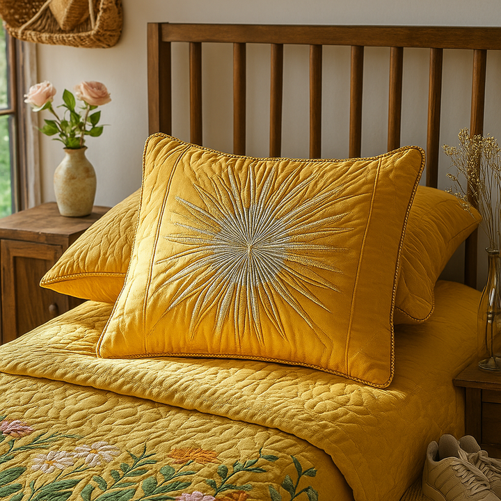 Golden Horizon Quilted Bedding Pillow Case NCU0VL937