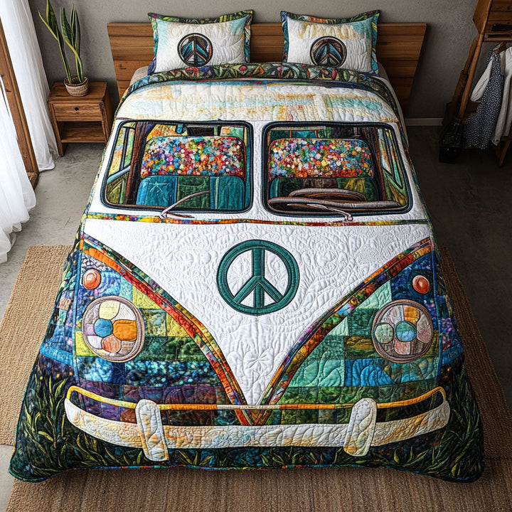 Hippie Van 3-Piece Quilted Bedding Set NCU0VT113