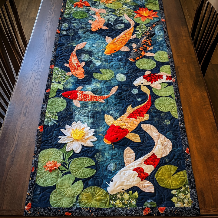 Koi Fish Quilted Table Runner NCU0VT186