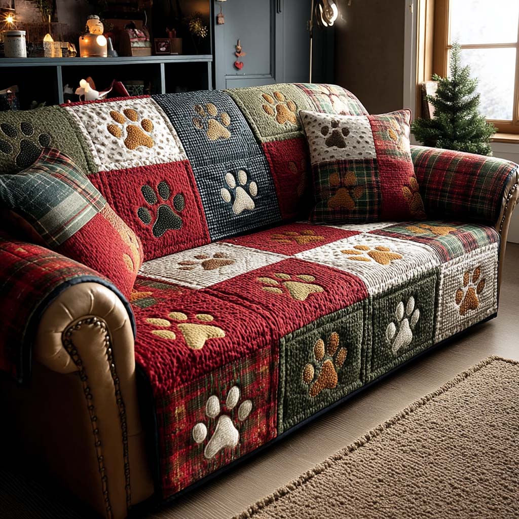 Pet Paw Quilted Sofa Cover NCU0VT338
