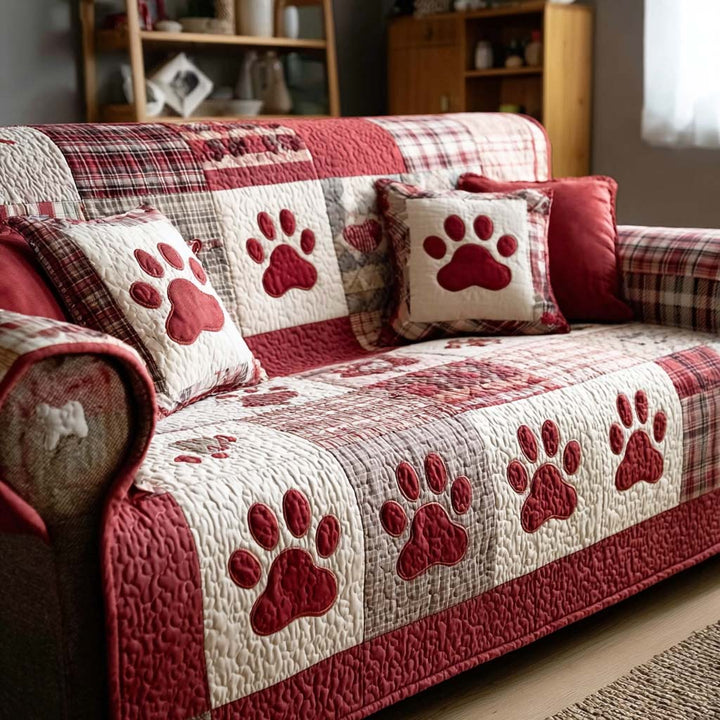 Paws of Love Quilted Sofa Cover NCU0NT11673