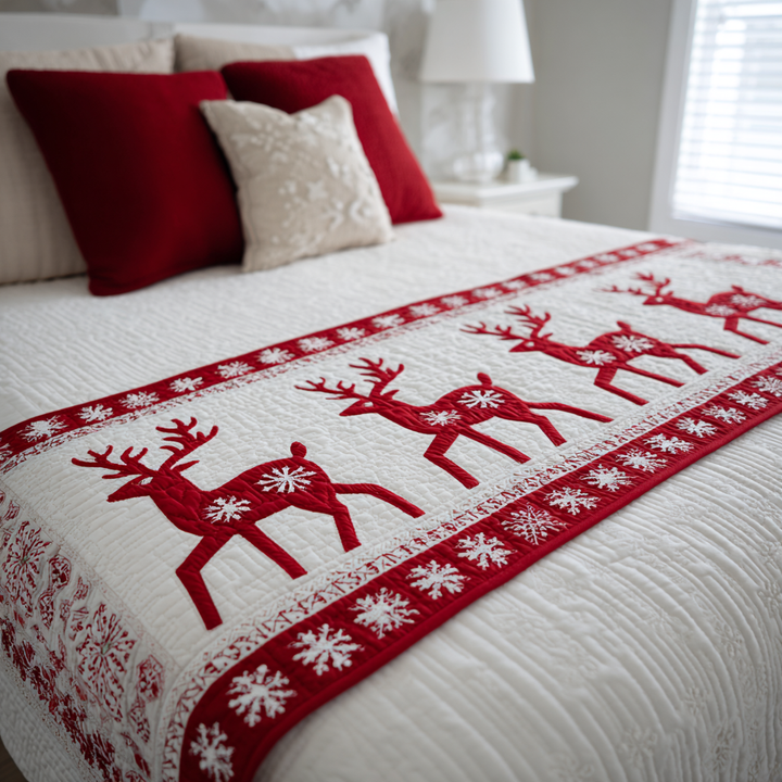 Reindeer Delight Quilted Bed Runner NCU0DK10012