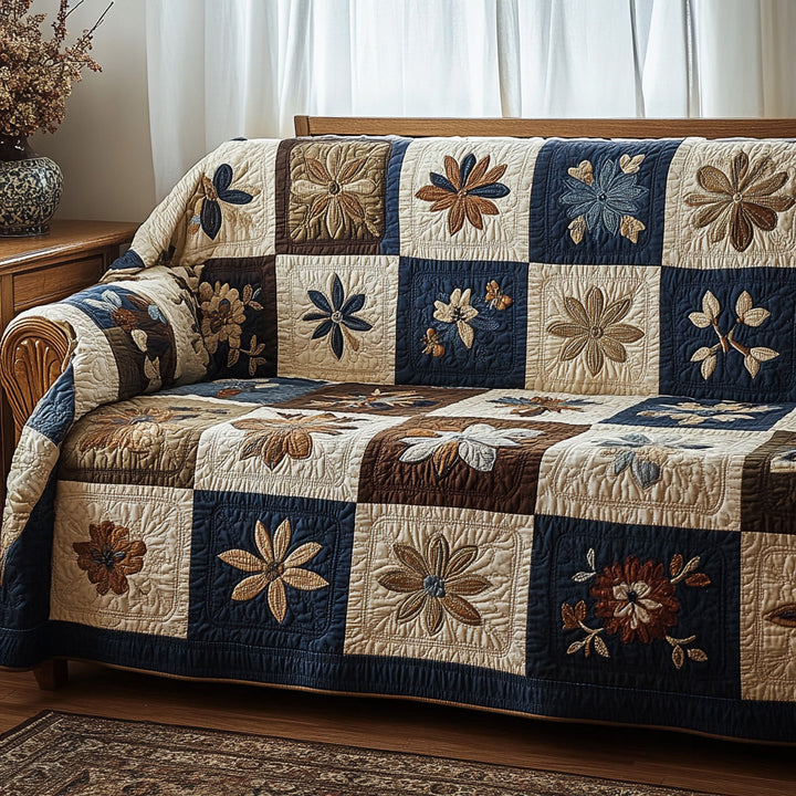 Rustic Petal Harmony Quilted Sofa Cover NCU0VL2991