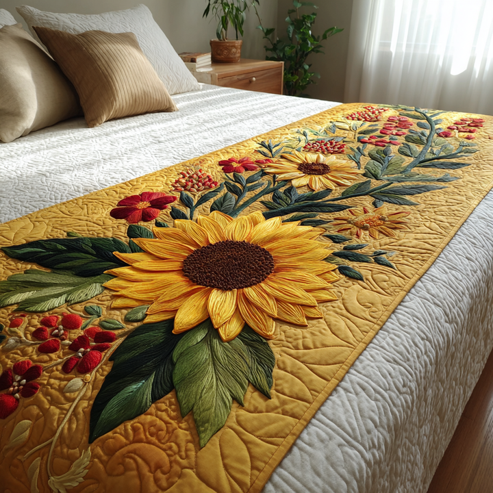 Sunflower Trails Quilted Bed Runner NCU0DK9196
