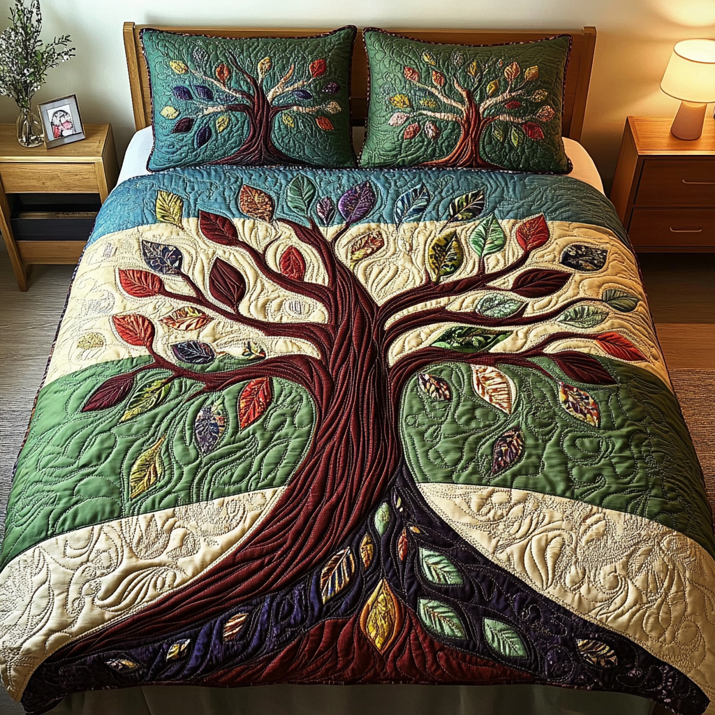 Tree Of Life 3-Piece Quilted Bedding Set NCU0VT70