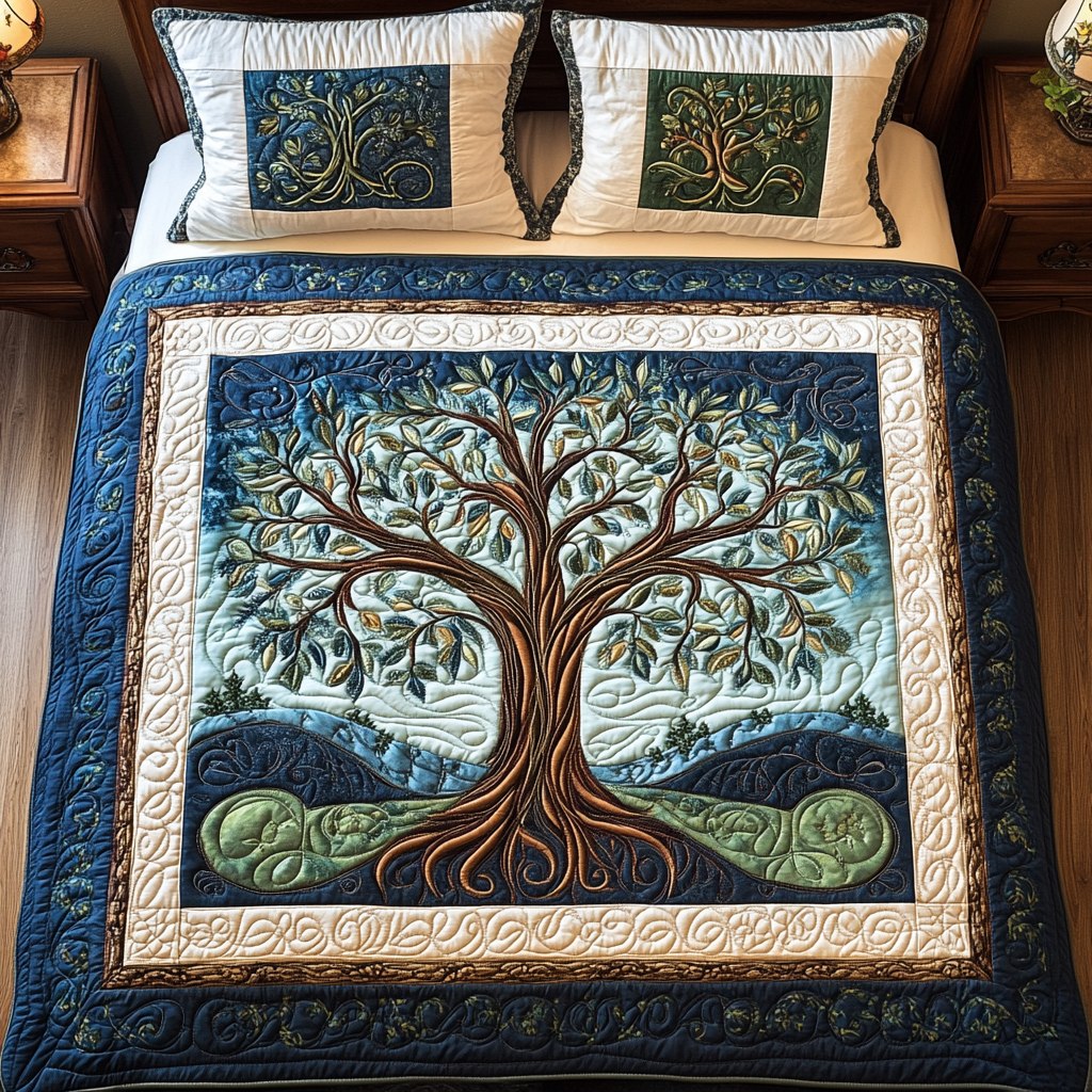 Tree Of Life 3-Piece Quilted Bedding Set NCU0VT71