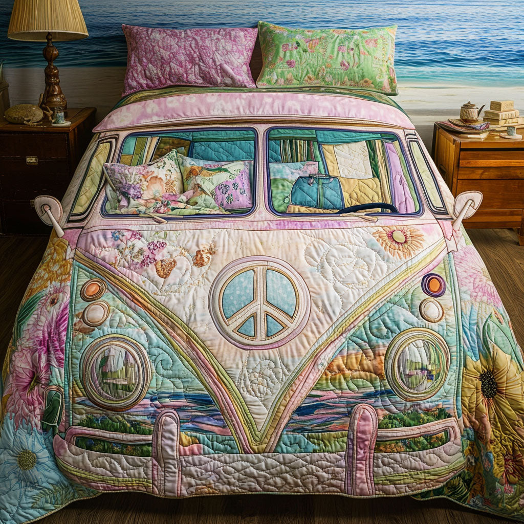 Hippie Van 3-Piece Quilted Bedding Set NCU0VT113