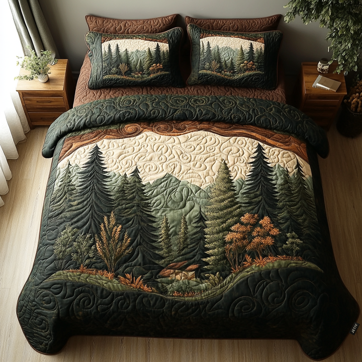 Forest 3-Piece Quilted Bedding Set NCU0VT163